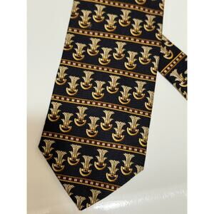 Vintage Executive Collection 90s Men's Necktie - Tie - Gold Abstract Patterned
